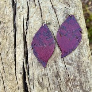 Red leather earrings